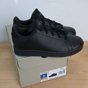 Adidas Advantage Clean Black Leather Men's Sneakers Size 1